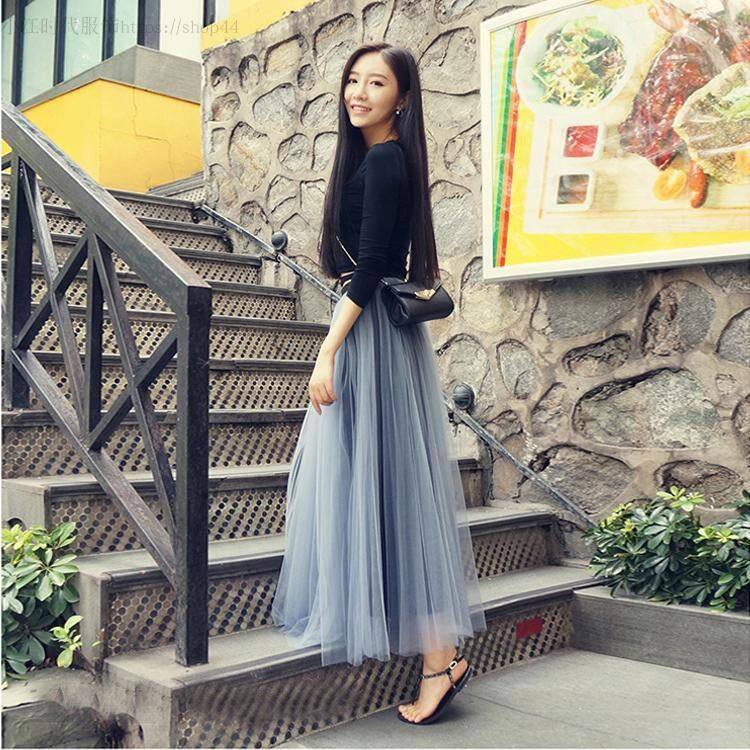 夏季雪纺及踝长裙半身裙小清新大码高腰大摆民族风学生网纱长裙子在类目 女装/女士精品, 半身裙中 - 来自Buy2taobao.com提供专业的淘宝代购服务