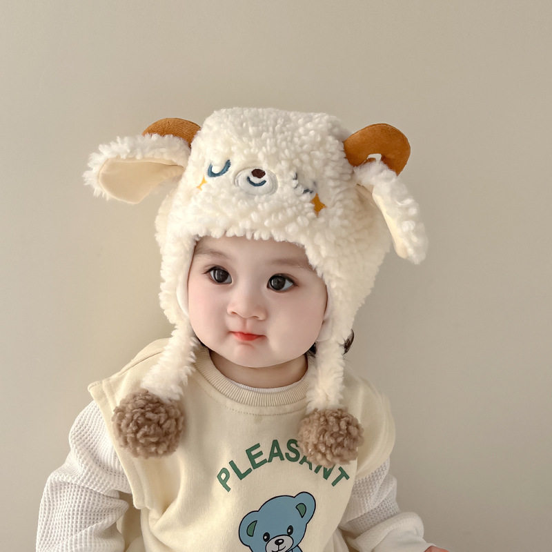 婴儿帽子秋冬季可爱小羊