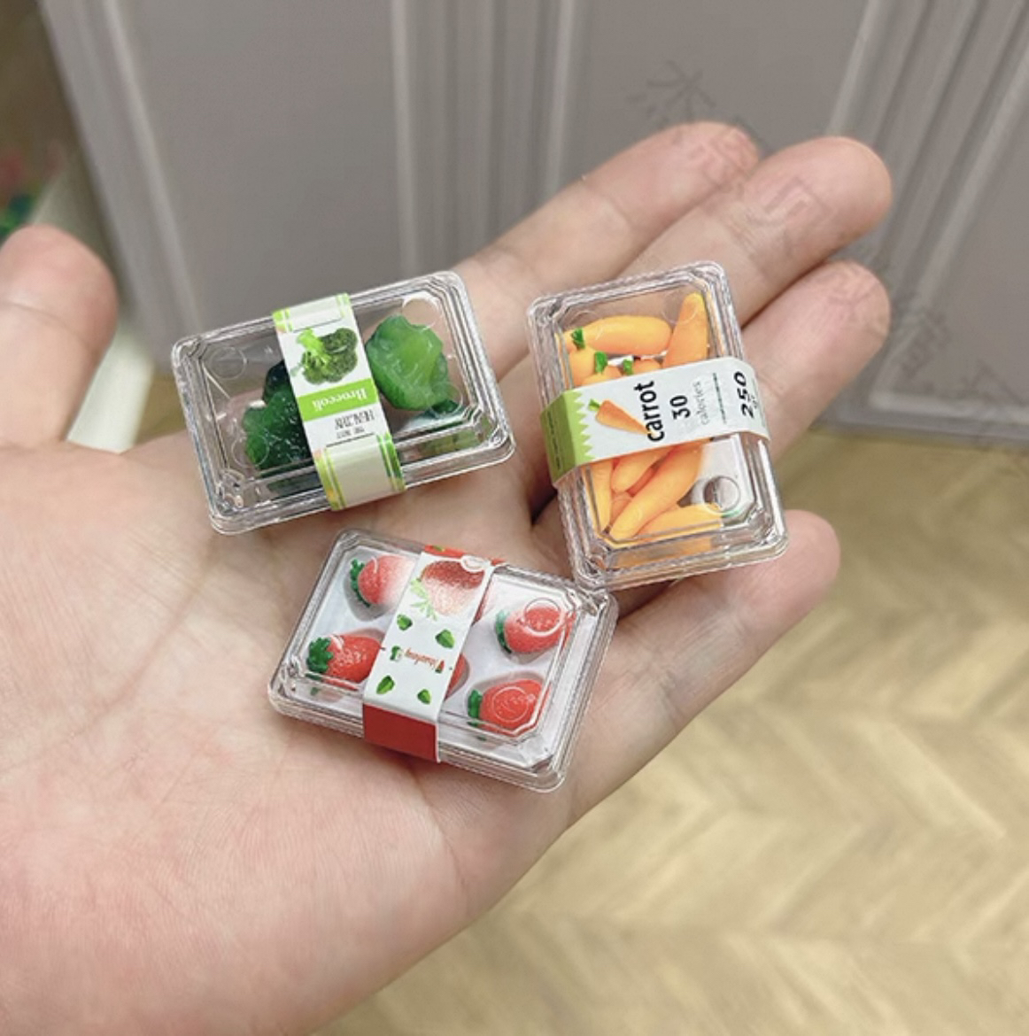 微缩食玩超市水果盒蔬菜盒娃娃屋迷你草莓胡萝卜西兰花蔬菜水果