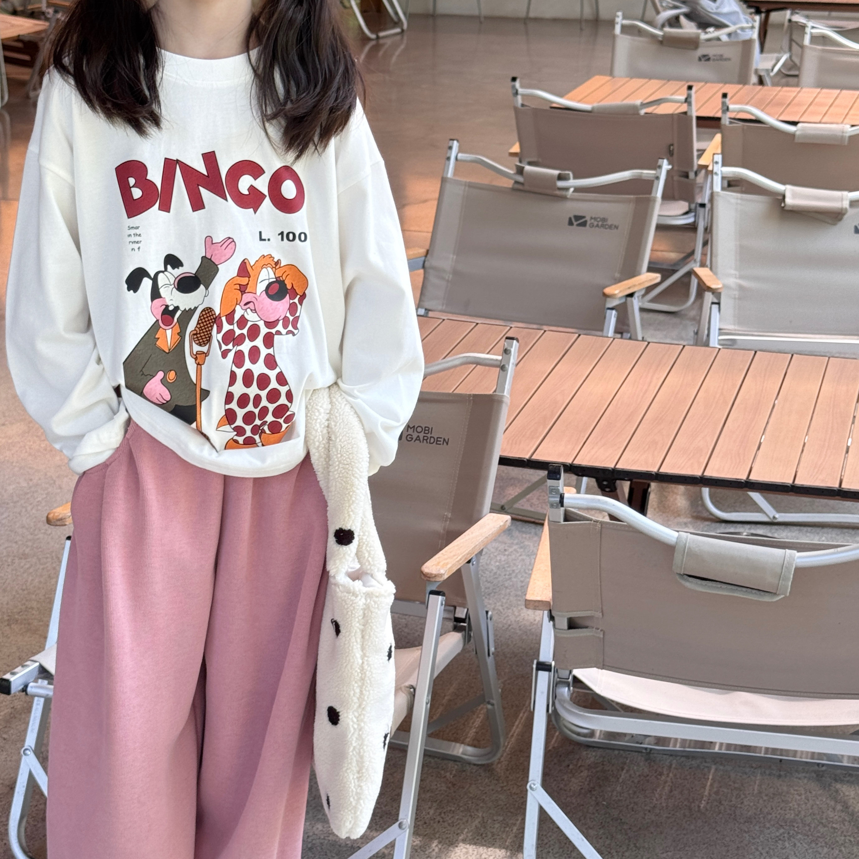 韩国正品2025秋装新款卡通字母印花长袖T恤女潮款打底衫长袖T恤