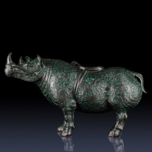 宝鸡青铜器犀牛尊办公桌面摆件复古家居供奉摆件桌面摆件