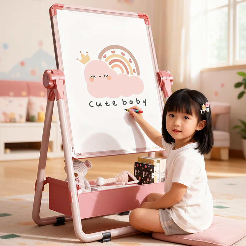 儿童无尘家用小黑板双面画板磁性支架式写字白板宝宝可擦涂鸦教学