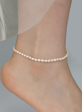 高级感性感天然淡水珍珠脚链女2025新款潮不规则足链叠戴脚踝链
