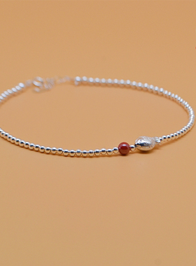 女纯银古风脚链转运珠