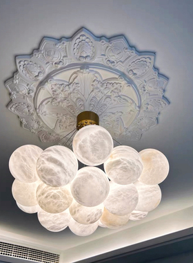 广东中山法式云石球客厅吊灯进口西班牙云石复式楼餐厅创意全铜灯