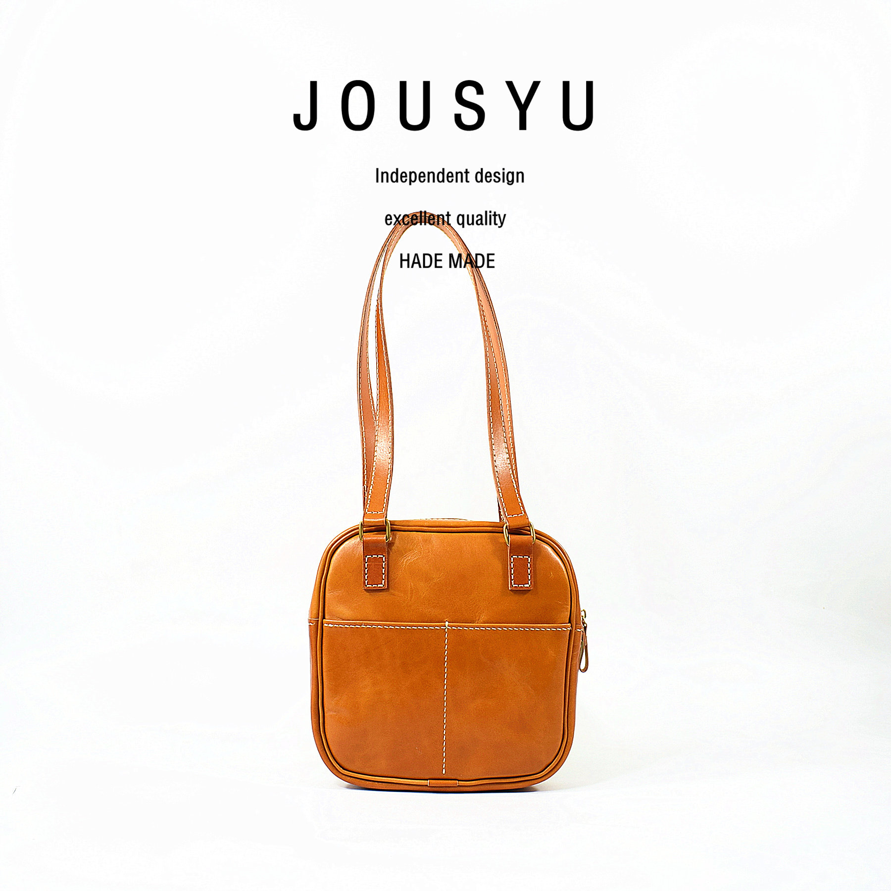 腋下包女植鞣牛皮手工单肩包法棍包简约百搭简约真皮内衬浅色原色