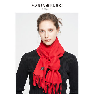 MARJAKURKI玛丽亚古琦进口红色羊毛围巾女冬季高级感围脖男女同款