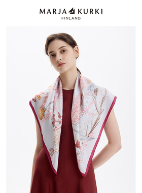 MARJAKURKI玛丽亚古琦真丝丝巾女轻奢高级感桑蚕丝大方巾围巾披肩