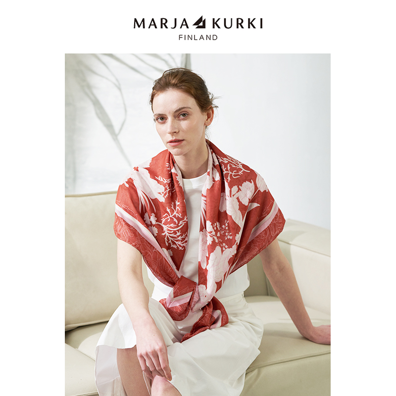 MARJAKURKI玛丽亚古琦双层双面大方巾妈妈丝巾围巾披肩女外搭礼盒