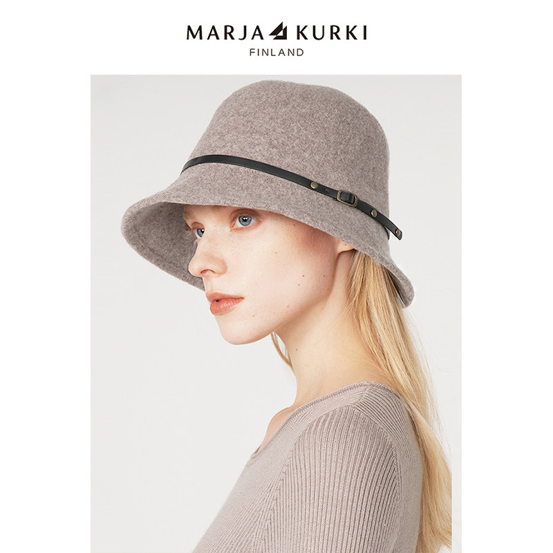MARJAKURKI玛丽亚古琦渔夫帽子女款冬季羊毛呢法式轻奢毛毡帽礼帽