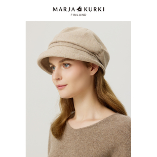 MARJAKURKI玛丽亚古琦渔夫帽女2025新款秋冬羊毛帽子报童帽八角帽