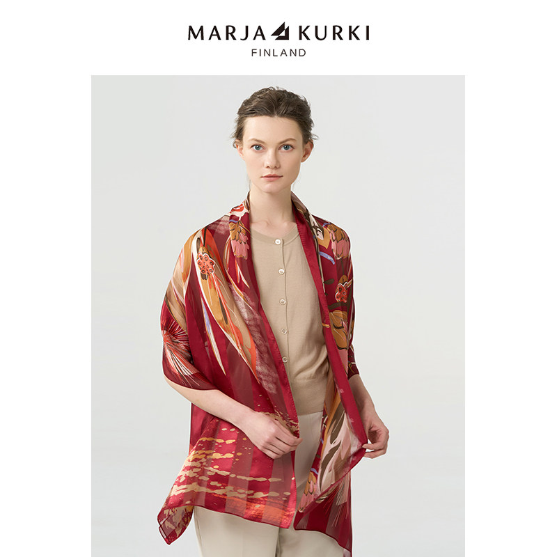 MARJAKURKI玛丽亚古琦真丝丝巾女高级感礼盒妈妈围巾红色披肩礼物,服饰配件/皮带/帽子/围巾,围巾/丝巾/披肩,淘宝优惠券,粉丝福利购,淘宝优惠卷