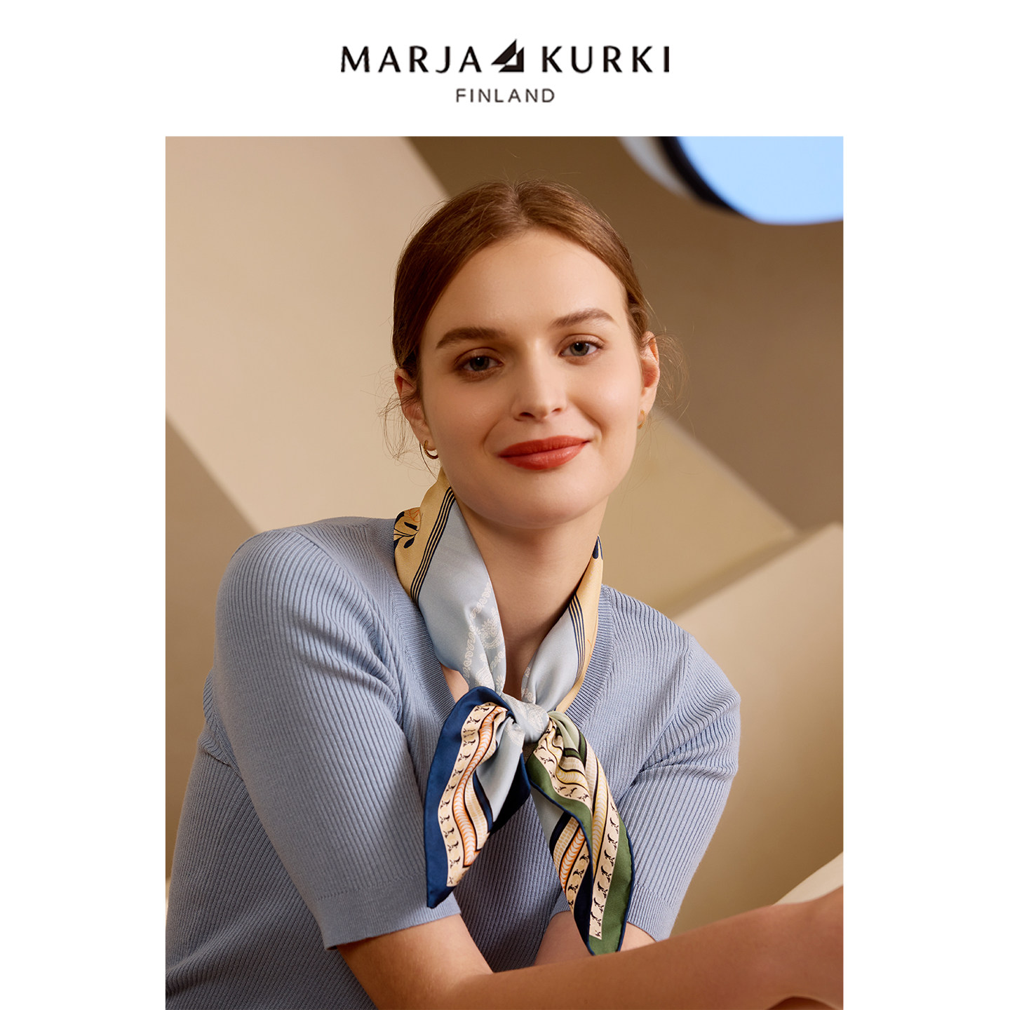 MARJAKURKI玛丽亚古琦双面真丝丝巾方巾系脖搭配衬衫领巾节日礼盒