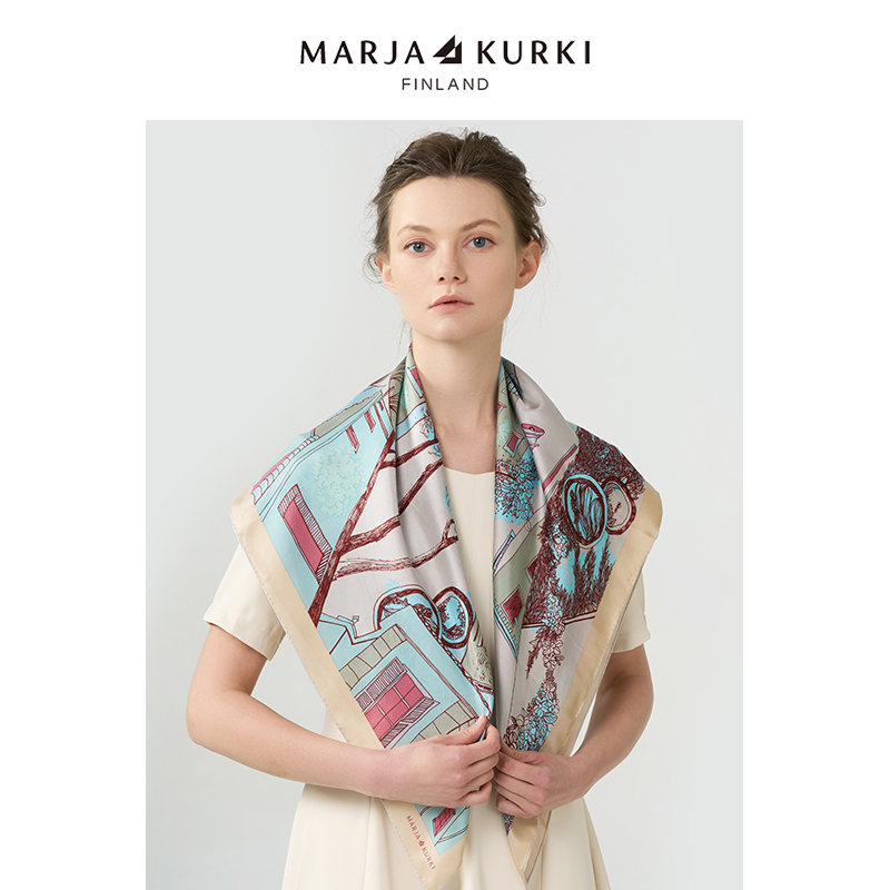 MARJAKURKI玛丽亚古琦时尚桑蚕丝丝巾女高级感大方巾真丝围巾披肩