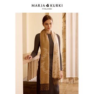 MARJAKURKI玛丽亚古琦纯山羊绒围巾女冬季高级感红色围巾妈妈礼物