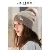 MARJAKURKI玛丽亚古琦狐狸毛球套头帽羊绒毛线帽子女秋冬保暖帽子