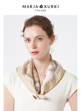 MARJAKURKI玛丽亚古琦时尚真丝方巾丝巾系脖高级感搭配衬衫送女友