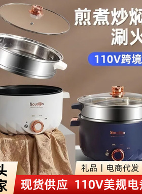 110V美规日规欧规英规多功能电煮锅一体电热火锅宿舍电锅跨境家电