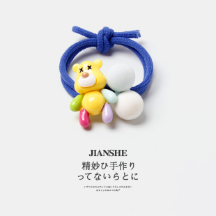 可爱卡通小熊发圈儿童小女孩甜美头绳扎头发橡皮筋高弹力发绳头饰