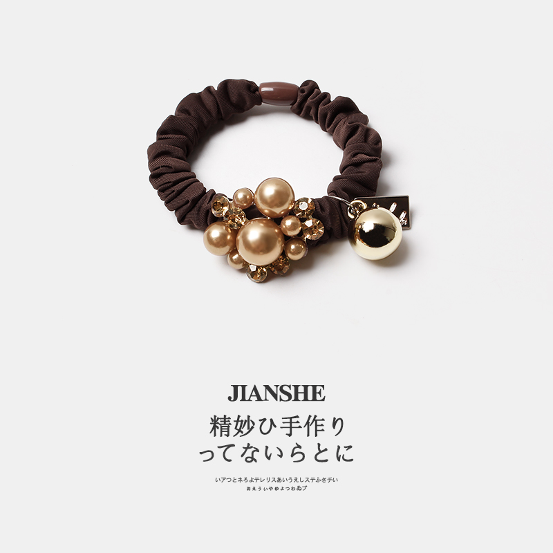 韩国珍珠水钻发圈气质时尚头绳女