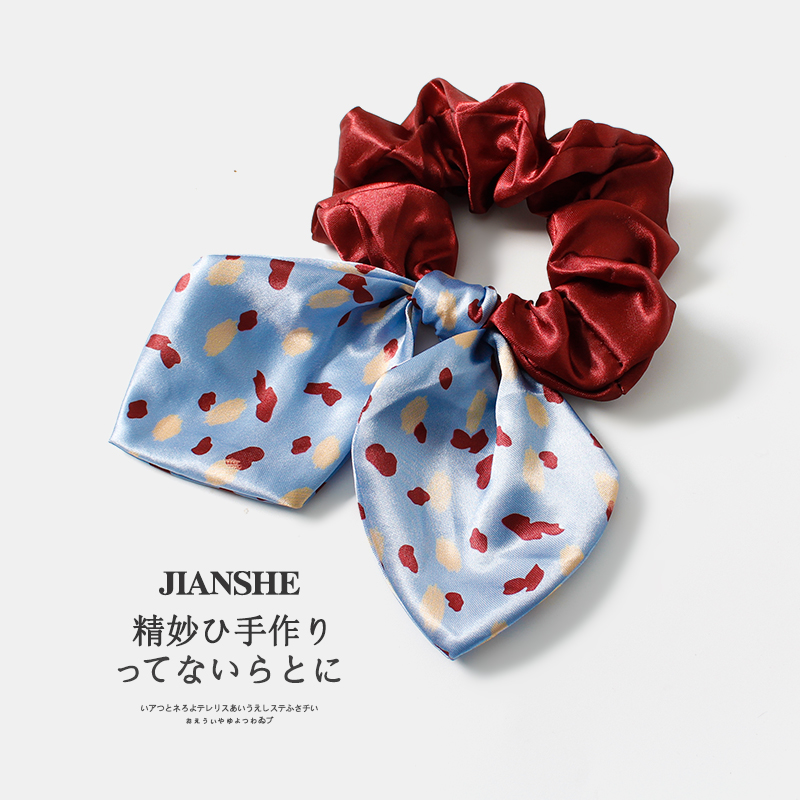 韩国优雅蝴蝶结波点发圈2025新款