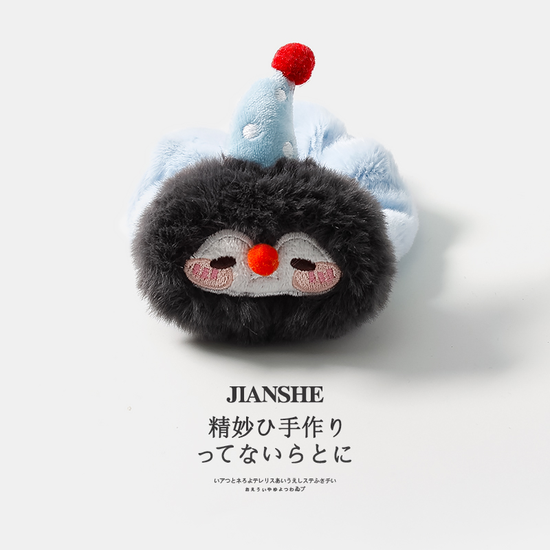 秋冬新款毛绒企鹅大肠发圈卡通款