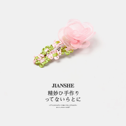 超仙网纱花朵发夹甜美少女侧边夹