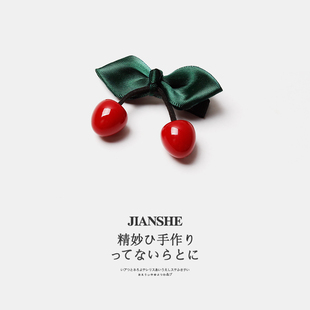 可爱红色樱桃发夹少女甜美刘海侧边夹日系网红气质碎发鸭嘴夹发卡