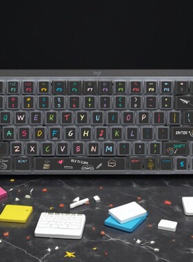 适用罗技mx mechanical Mini键盘贴纸按键贴卡通撞色简约键帽改色