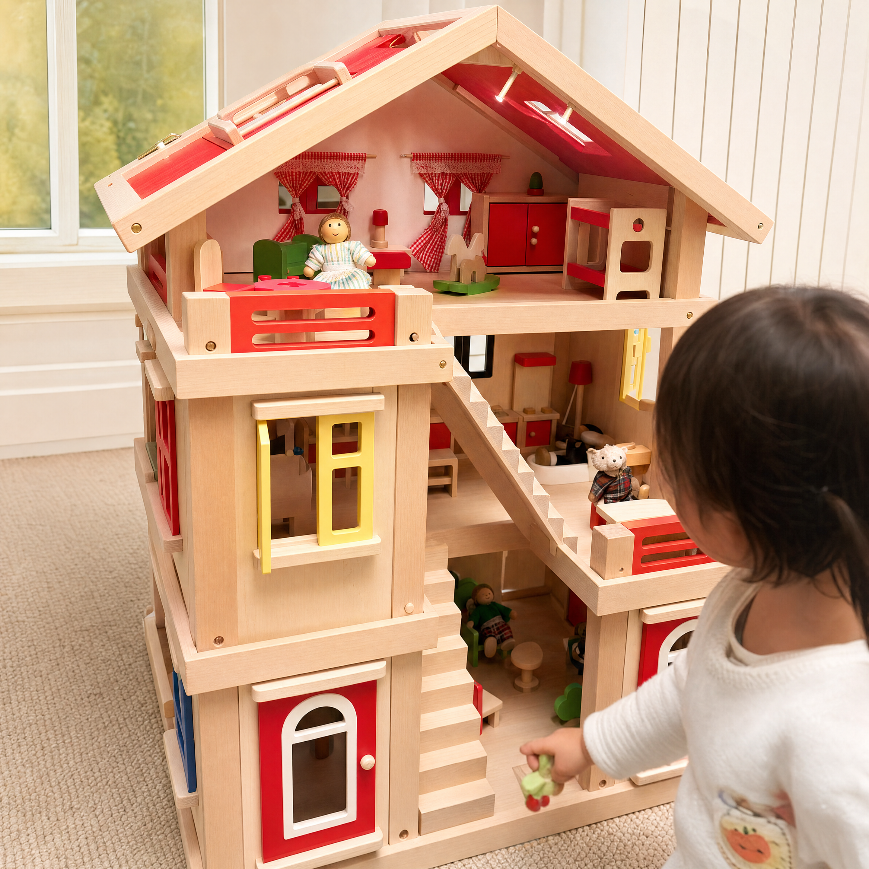 diy益智儿童玩具房子木女孩过家家公主别墅小屋幼儿园区角娃娃家