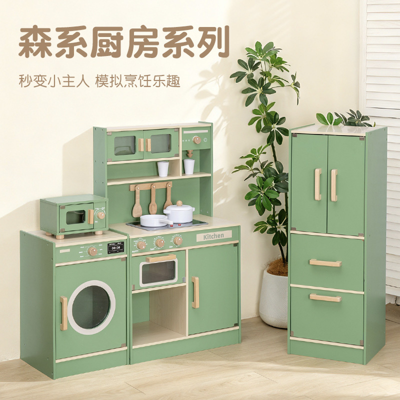 森林儿童过家家3岁6厨房煮饭玩具仿真声光冰箱套装模拟做饭木灶台
