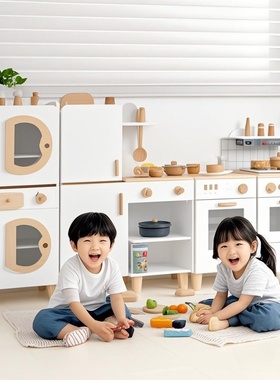 韩国kienvy儿童过家家厨房玩具木制质声光出水做饭厨具幼儿园新款