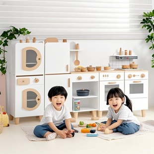 韩国kienvy儿童过家家厨房玩具木制质声光出水做饭厨具幼儿园新款