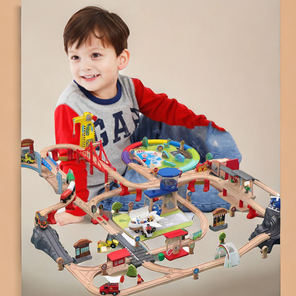 出口韩国拼装木制儿童玩具小火车套装电动轨道车玩具积木,玩具/童车/益智/积木/模型,电动/遥控轨道,淘宝优惠券,粉丝福利购,淘宝优惠卷