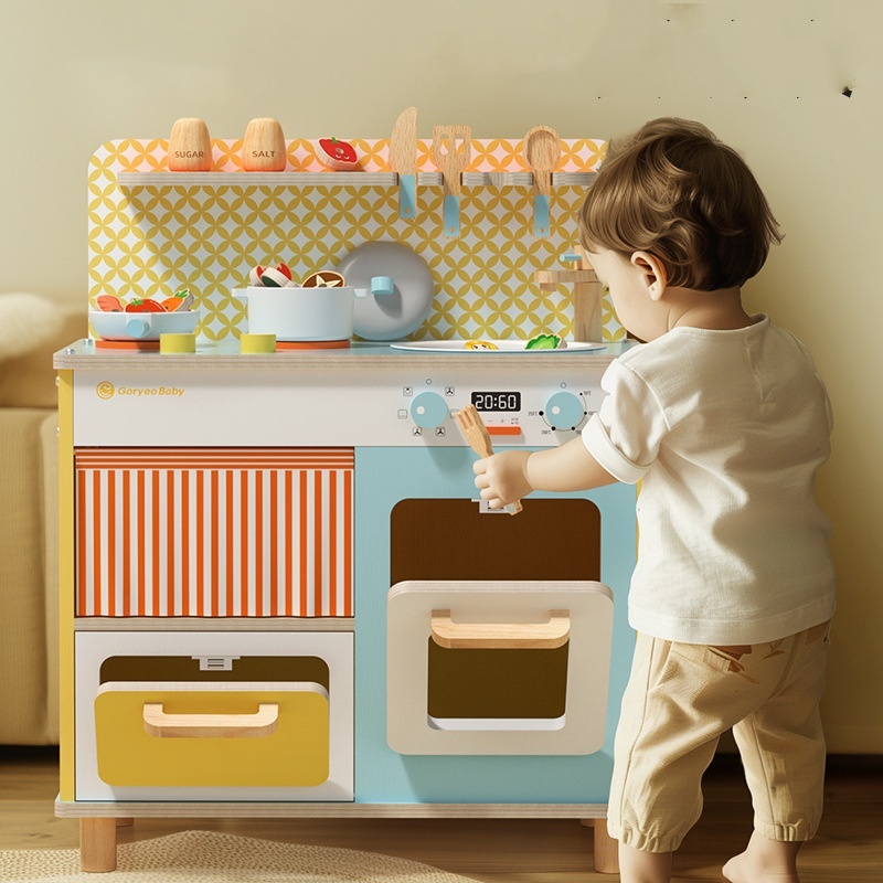 儿童仿真木制厨具灶台厨房套装男孩女孩做饭模拟场景过家家大玩具