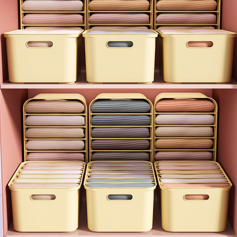 衣服裤子收纳盒家用抽屉式衣柜衣物分层神器叠加分格换季整理箱