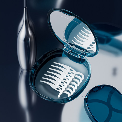 带镜牙线盒子翻盖防尘随身携带