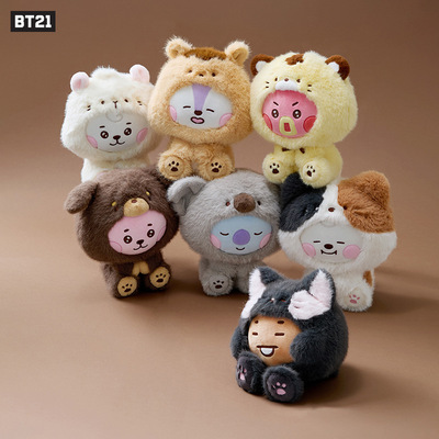 新款 BT21防弹少年团BABY动物园毛绒玩偶坐姿公仔变装娃娃女礼物