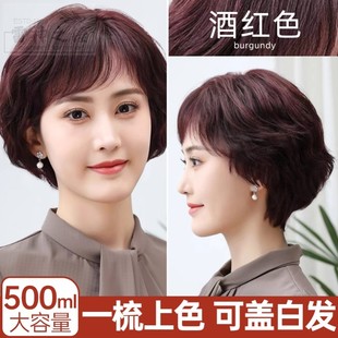 酒红色染发剂自己在家染发膏梳子红色染发泡泡棕色纯植物天然正品