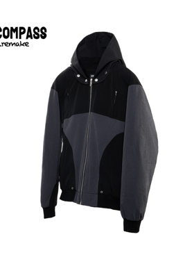 GRAVIITY 先锋设计双色拼接 帽子可拆防风夹克 机能 金属logo男款