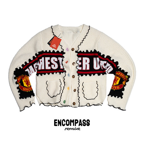 ENCOMPASS REMAKE围巾拼接足球俱乐部主题开衫毛衣 学院风春秋 女