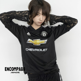 Adidas三叶草 Remake Jerseyfit蕾丝花边 曼联 长袖T恤 ENCOMPASS