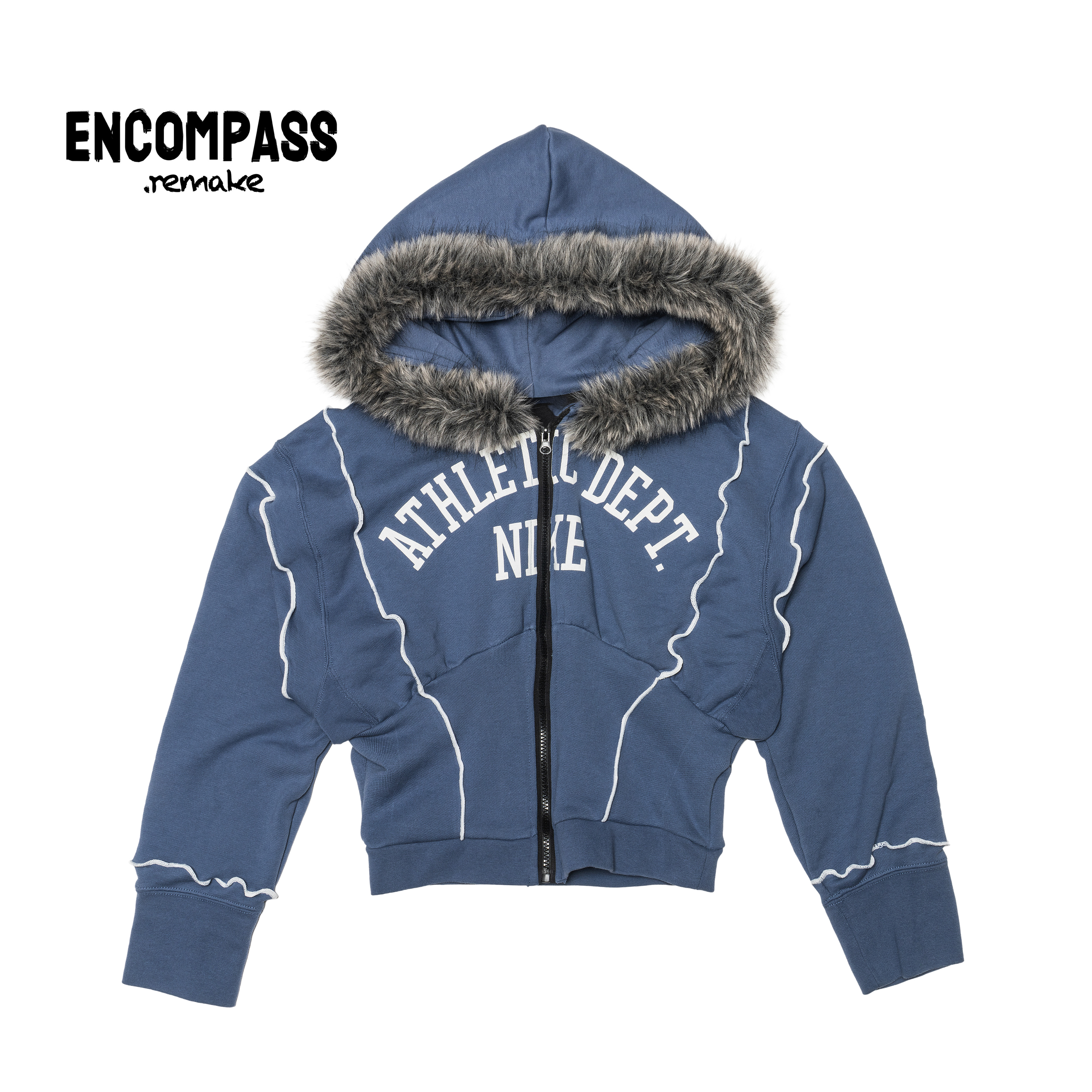 耐克座山雕毛领收腰连帽外套女