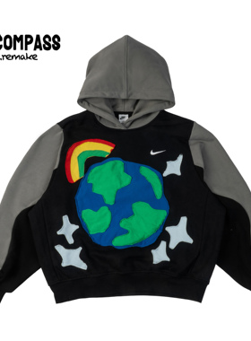 NIKE/耐克 Remake 地球彩虹环保图案拼接连帽卫衣 男女 ENCOMPASS