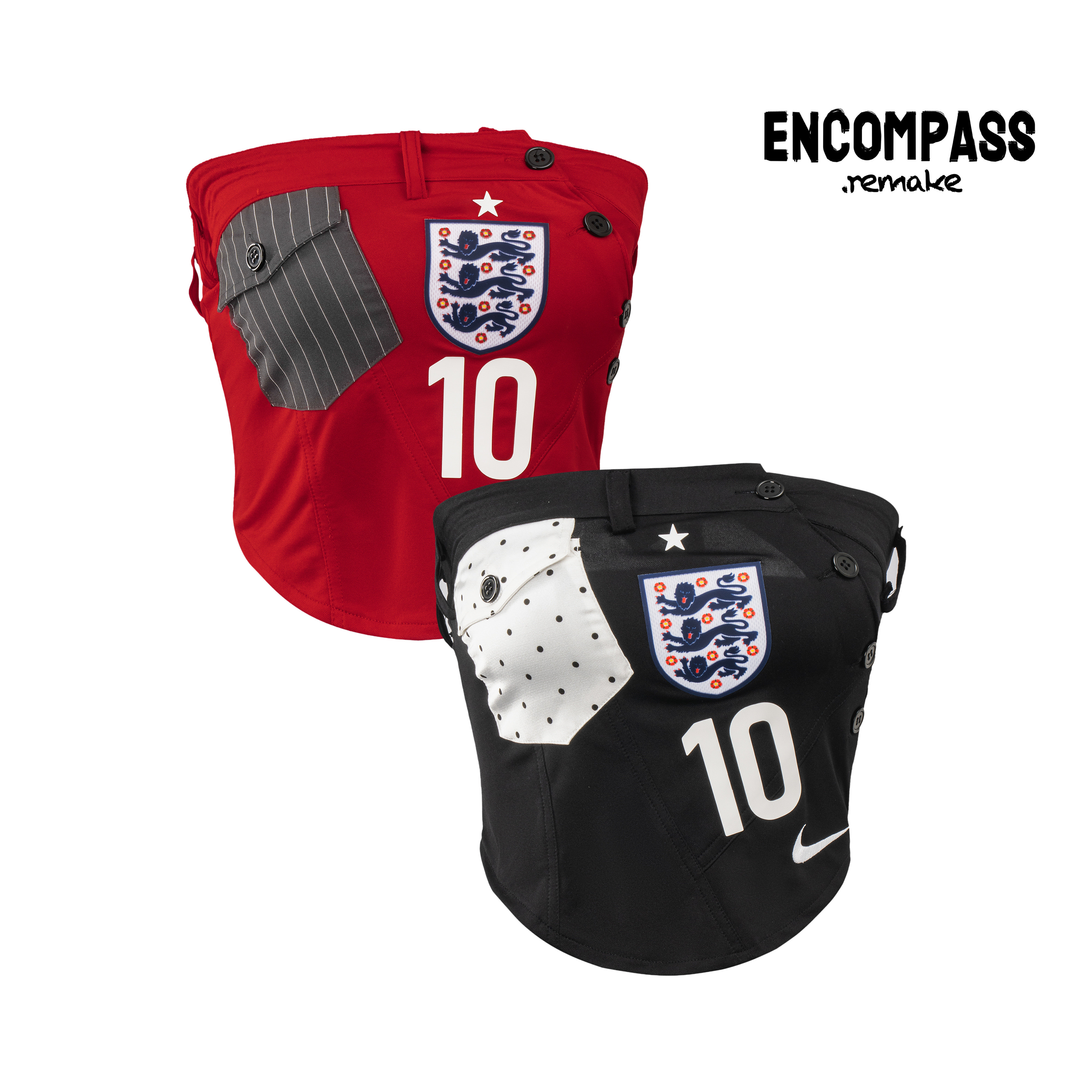 Nike/耐克 Remake 英格兰足球球衣甜酷辣妹条纹束腰抹胸ENCOMPASS