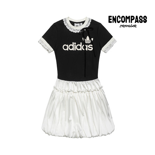 Adidas/三叶草 Remake 芭蕾风蕾丝蝴蝶结花苞连衣裙 女 ENCOMPASS