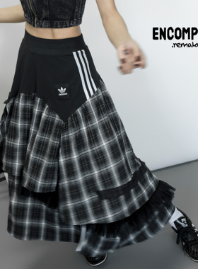 Adidas 三叶草 Remake 拼接 格纹 半身裙 Jerseychic  ENCOMPASS