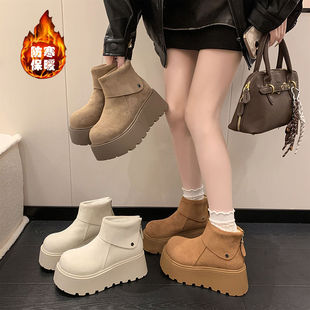 加绒保暖短靴大头棉鞋 冬季 勃肯马丁靴2025新款 厚底增高雪地靴女款
