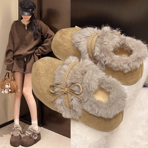 内增高保暖加绒一脚蹬雪地棉鞋子