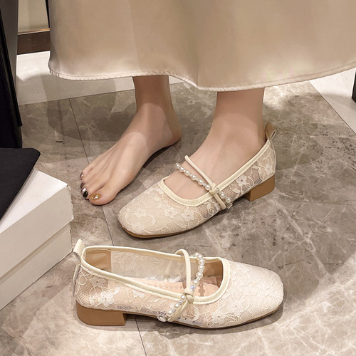 晚晚鞋女平底浅口软底单鞋配裙子